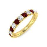 Ruby & Diamond Half Eternity Ring 1.30ct in 18k Yellow Gold - All Diamond