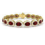 Ruby & Diamond Halo Bracelet 19.00ct in 18k Yellow Gold - All Diamond