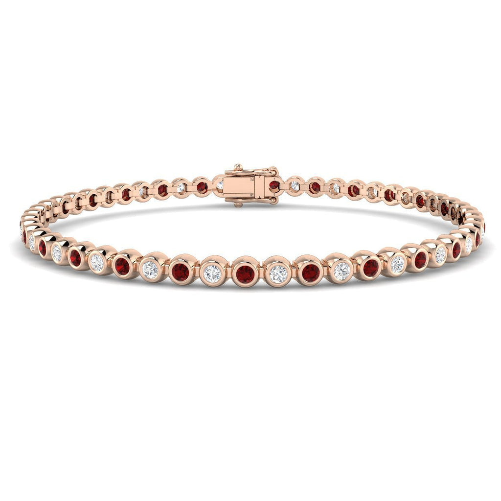 Ruby & Diamond Tennis Bracelet 2.35ct in 18k Rose Gold - All Diamond