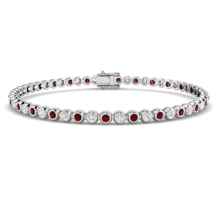 Ruby & Diamond Tennis Bracelet 2.35ct in 18k White Gold