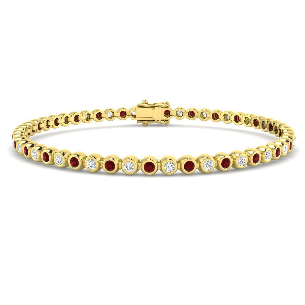 Ruby & Diamond Tennis Bracelet 2.35ct in 18k Yellow Gold - All Diamond