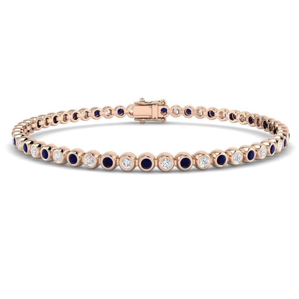 Sapphire & Diamond Tennis Bracelet 2.25ct in 18k Rose Gold - All Diamond