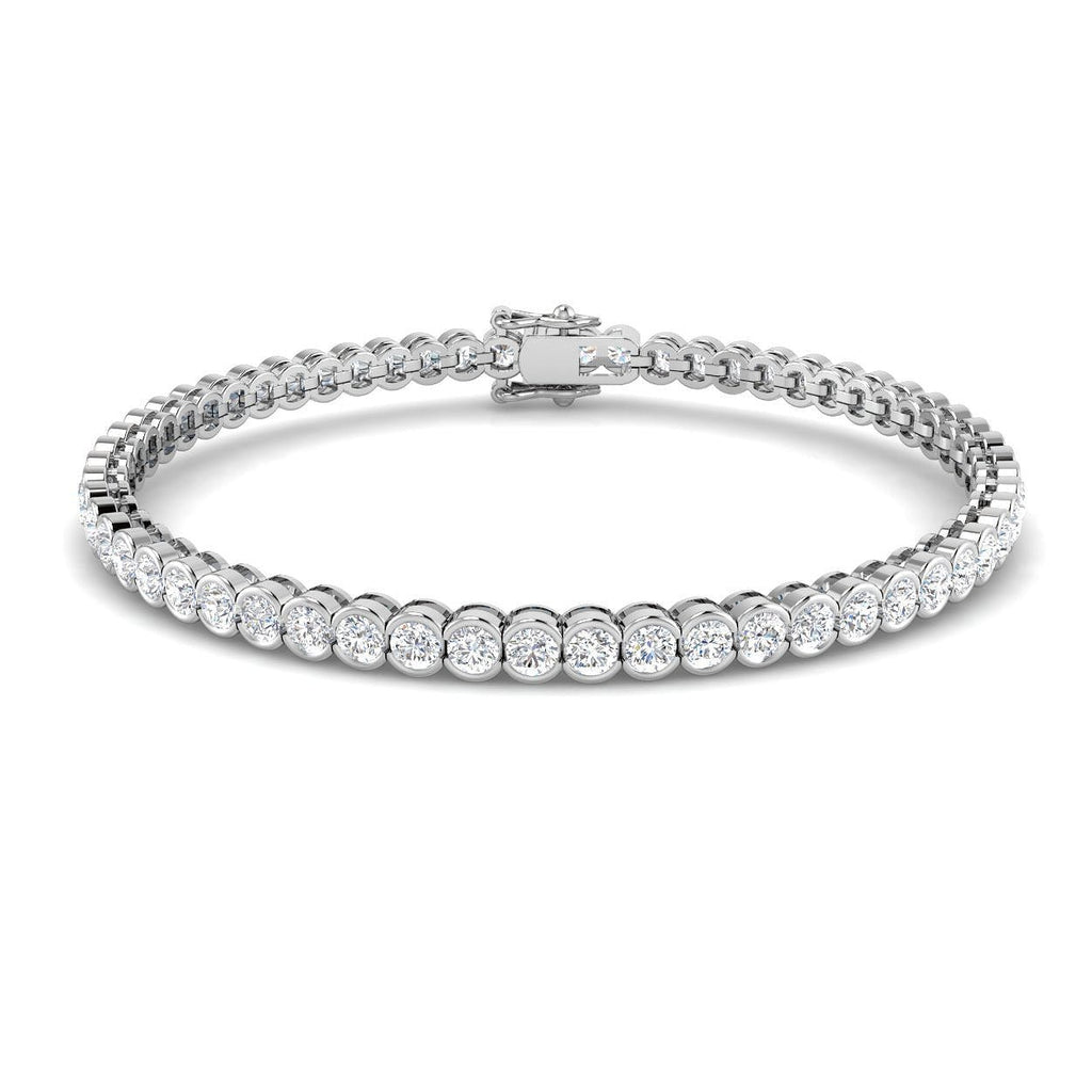 Semi Bezel Diamond Tennis Bracelet 6.14ct G/SI in 18k White Gold - All Diamond