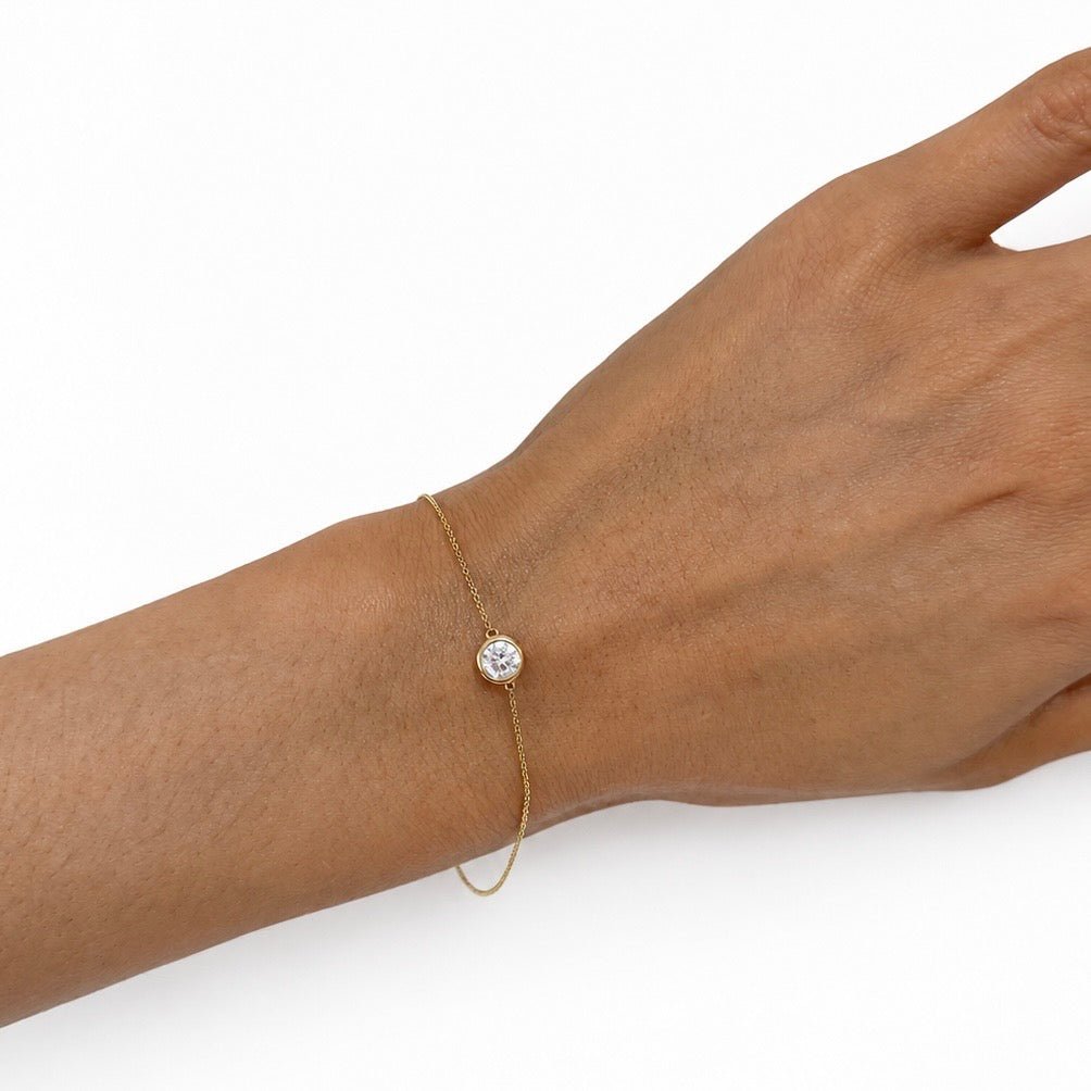 Solitaire Diamond Bracelet 0.50ct G/SI Quality in 18k Yellow Gold - All Diamond