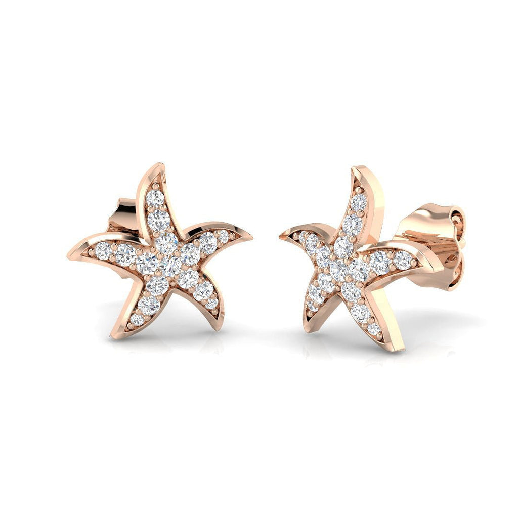 Starfish Diamond Earrings 0.18ct G/SI Quality 18k Rose Gold 9.3mm - All Diamond