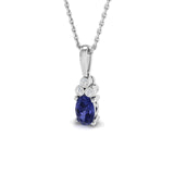 Tanzanite 0.60ct and 0.03ct Diamond Necklace in 9k White Gold - All Diamond