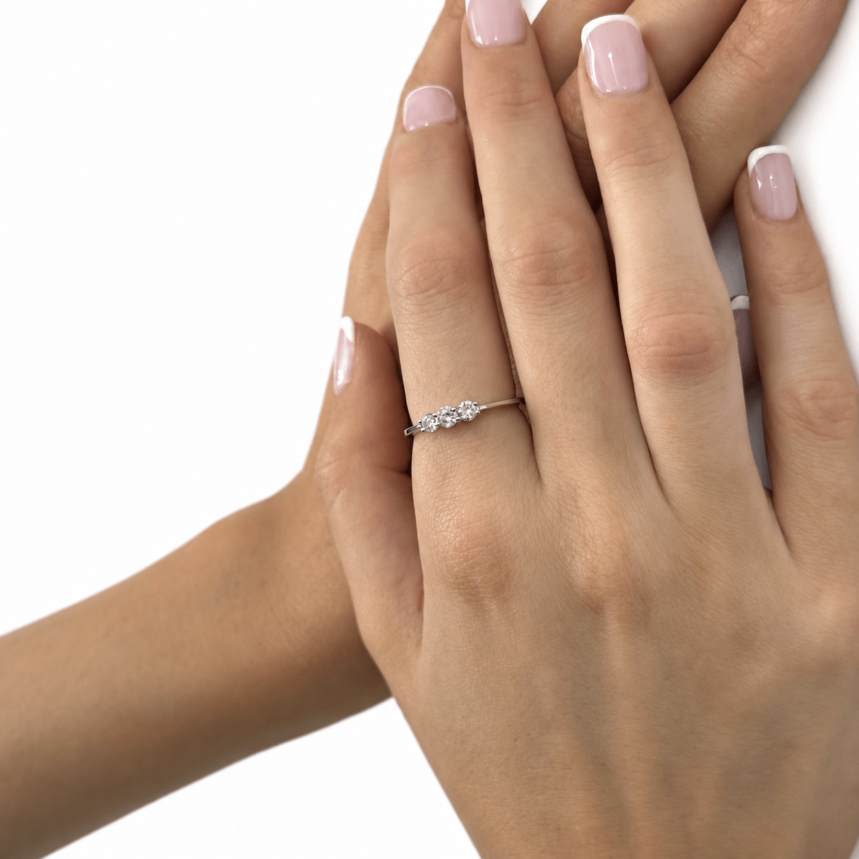 Three Stone Diamond Ring 0.50ct G/SI Quality in Platinum - All Diamond
