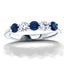 0.25ct Blue Sapphire 0.12ct Diamond Five Stone Ring 18k White Gold - All Diamond