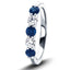 0.25ct Blue Sapphire 0.12ct Diamond Five Stone Ring 18k White Gold