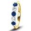 0.25ct Blue Sapphire 0.12ct Diamond Five Stone Ring 18k Yellow Gold