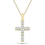0.25ct Classic Claw Set Diamond Cross Pendant in 18K Yellow Gold - All Diamond