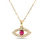 0.25ct Diamond and Ruby 18k Yellow Gold 'Evil Eye' Hamsa Pendant
