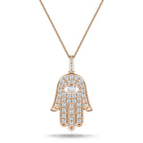 0.33ct Diamond and 18K Rose Gold 'Evil Eye' Hamsa Pendant Necklace - All Diamond