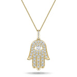0.33ct Diamond and 18K Yellow Gold 'Evil Eye' Hamsa Pendant Necklace - All Diamond