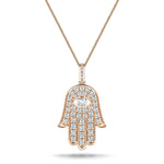 0.33ct Diamond and 9K Rose Gold 'Evil Eye' Hamsa Pendant Necklace - All Diamond