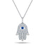0.33ct Diamond Blue Sapphire 18K 'Evil Eye' Hamsa Pendant Necklace