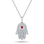 0.33ct Diamond Ruby 18K White Gold 'Evil Eye' Hamsa Pendant Necklace - All Diamond