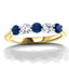 0.35ct Blue Sapphire 0.20ct Diamond Five Stone Ring 18k Yellow Gold - All Diamond