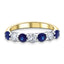 0.35ct Blue Sapphire 0.20ct Diamond Seven Stone Ring 18k Yellow Gold - All Diamond