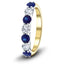 0.35ct Blue Sapphire 0.20ct Diamond Seven Stone Ring 18k Yellow Gold