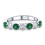 0.35ct Emerald 0.20ct Diamond Seven Stone Ring 18k White Gold - All Diamond
