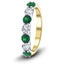 0.35ct Emerald 0.20ct Diamond Seven Stone Ring 18k Yellow Gold