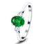 0.44ct Emerald with 0.16ct Diamond Trilogy Ring 18k White Gold - All Diamond