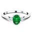 0.44ct Emerald with 0.16ct Diamond Trilogy Ring 18k White Gold - All Diamond