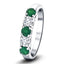 0.45ct Emerald 0.30ct Diamond Five Stone Ring 18k White Gold