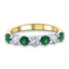 0.45ct Emerald 0.35ct Diamond Seven Stone Ring 18k Yellow Gold - All Diamond
