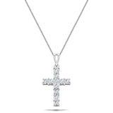 0.50ct Classic Claw Set Diamond Cross Pendant in 18K White Gold - All Diamond