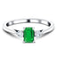0.50ct Emerald with 0.20ct Diamond Trilogy Ring 18k White Gold - All Diamond