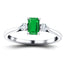 0.50ct Emerald with 0.20ct Diamond Trilogy Ring 18k White Gold - All Diamond