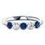 0.55ct Blue Sapphire 0.30ct Diamond Five Stone Ring 18k White Gold - All Diamond