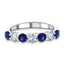 0.55ct Blue Sapphire 0.35ct Diamond Seven Stone Ring 18k White Gold - All Diamond