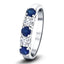 0.60ct Blue Sapphire 0.30ct Diamond Five Stone Ring 18k White Gold