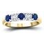 0.60ct Blue Sapphire 0.30ct Diamond Five Stone Ring 18k Yellow Gold - All Diamond