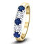 0.60ct Blue Sapphire 0.30ct Diamond Five Stone Ring 18k Yellow Gold - All Diamond