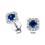 0.60ct Blue Sapphire & Diamond Square Cluster Earrings 18k White Gold
