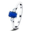 0.60ct Blue Sapphire with 0.20ct Diamond Trilogy Ring 18k White Gold
