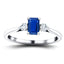 0.60ct Blue Sapphire with 0.20ct Diamond Trilogy Ring 18k White Gold - All Diamond