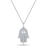 0.60ct Diamond and 18K White Gold 'Evil Eye' Hamsa Pendant Necklace - All Diamond