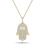 0.60ct Diamond and 18K Yellow Gold 'Evil Eye' Hamsa Pendant Necklace - All Diamond