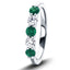 0.60ct Emerald 0.40ct Diamond Five Stone Ring 18k White Gold - All Diamond