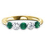 0.60ct Emerald 0.40ct Diamond Five Stone Ring 18k Yellow Gold - All Diamond