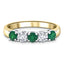 0.60ct Emerald 0.50ct Diamond Five Stone Ring 18k Yellow Gold - All Diamond