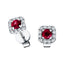 0.60ct Ruby & Diamond Square Cluster Earrings 18k White Gold