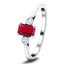 0.60ct Ruby with 0.20ct Diamond Trilogy Ring 18k White Gold