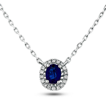 Modern 2.11ct Sapphire and Diamond Pendant Necklace