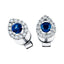 0.65ct Blue Sapphire & Diamond Pear Cluster Earrings 18k White Gold
